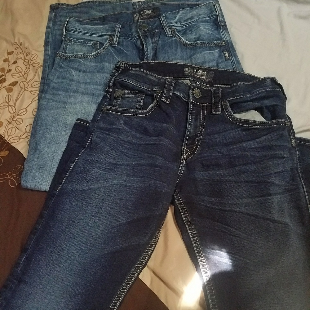 2 pairs of mens silver jeans, size 32/32 $35 ea.